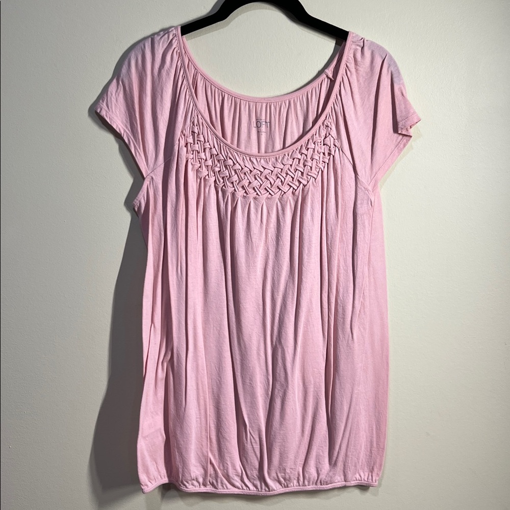 Ladies Womens Loft light pink knit top SZ M Medium